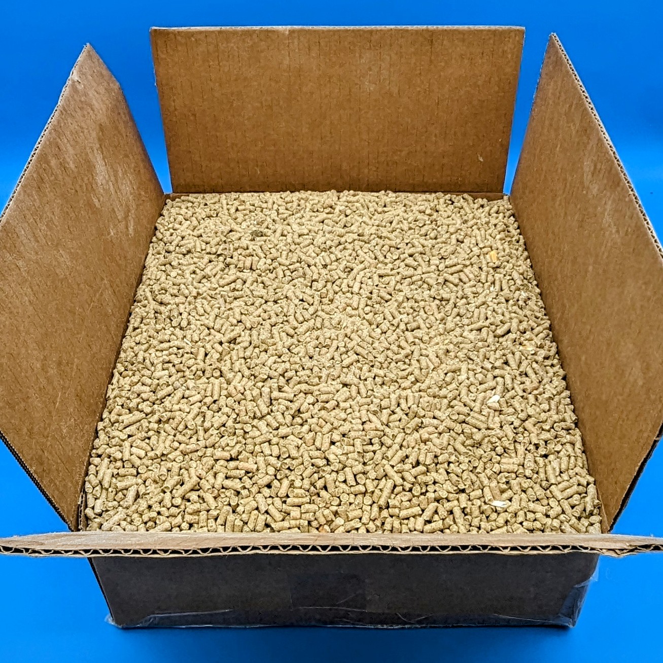 soy hull pellets in a box for growing mushrooms